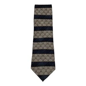 Bill Robinson Vintage Silk Tie Green Tan Black‎ Striped Checkered 58 x 3.5